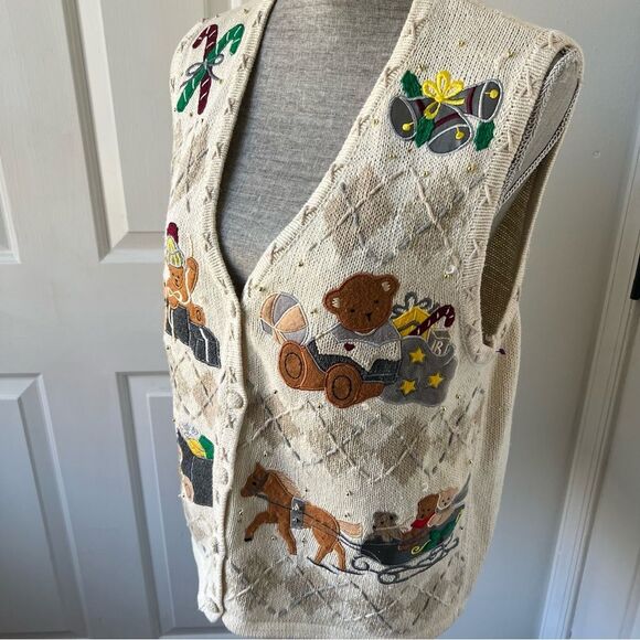 Vintage DESIGNERS STUDIO ORIGINALS CHRISTMAS VEST SIZE M - Picture 2 of 4